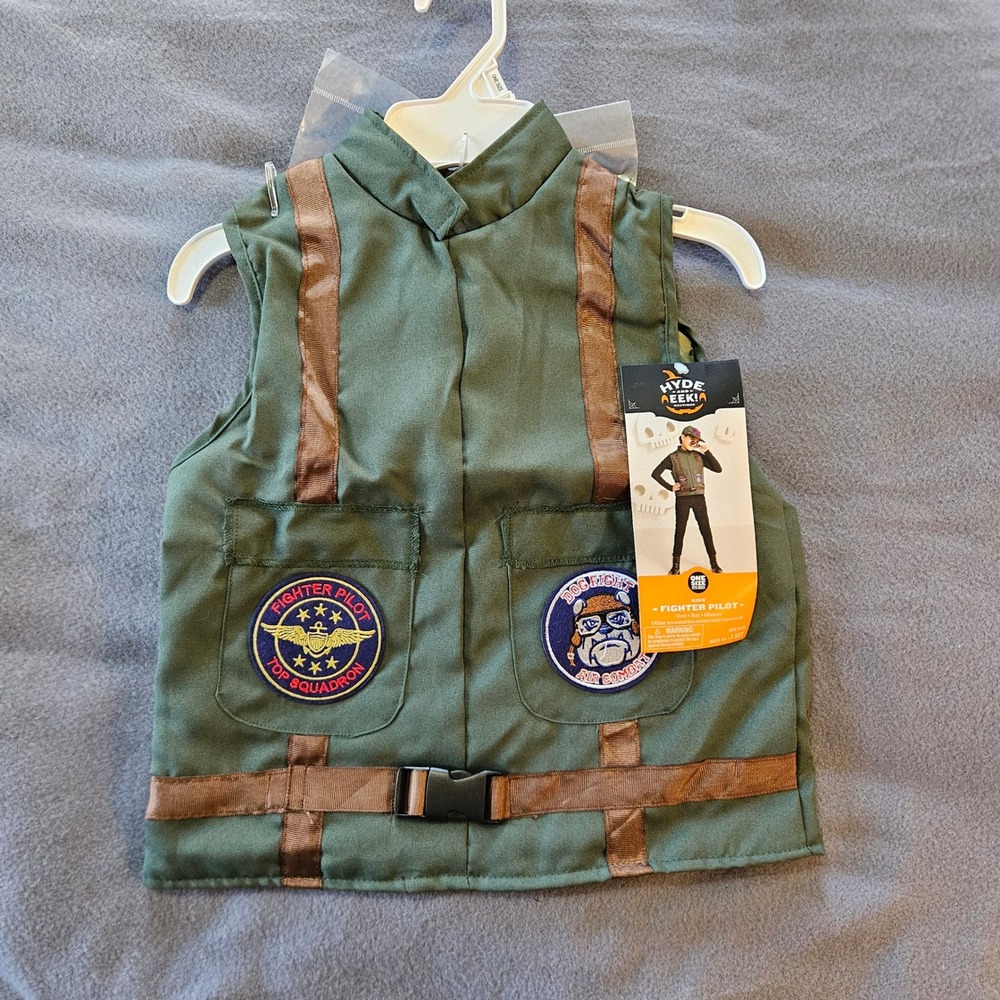 Kids Fighter Pilot Costume Vest Hat Sunglasses Top Squadron Dogfight Air Combat